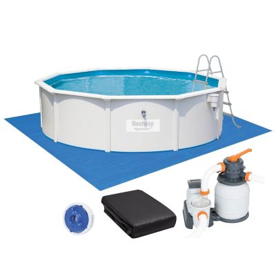 Збірний басейн Bestway Hydrium 56384 (460х122 см) з піщаним фільтром, драбиною та тентом Збірний басейн Bestway Hydrium 56384 (460х122 см) з піщаним фільтром, драбиною та тентом
