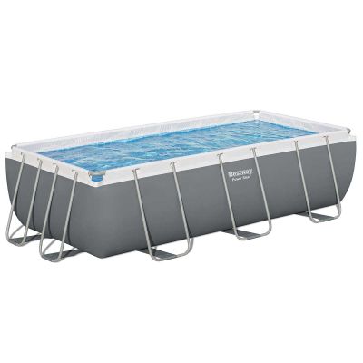Каркасний прямокутний басейн Bestway 56441 (404х201х100 см) з картриджним фільтром та драбиною Каркасний прямокутний басейн Bestway 56441 (404х201х100 см) з картриджним фільтром та драбиною
