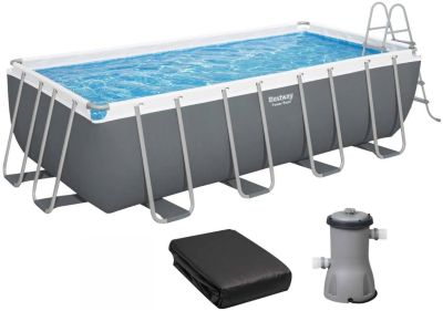 Каркасний басейн Bestway 56670 (488х244х122 см) з картриджним фільтром, драбиною та тентом Каркасний басейн Bestway 56670 (488х244х122 см) з картриджним фільтром, драбиною та тентом