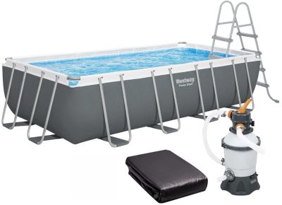 Каркасний басейн Bestway 56671 (488х244х122 см) з піщаним фільтром, драбиною та тентом Каркасний басейн Bestway 56671 (488х244х122 см) з піщаним фільтром, драбиною та тентом