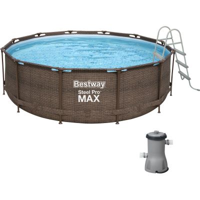 Каркасний басейн Bestway Ротанг 56709 (366х100 см) з картриджним фільтром та драбиною Каркасний басейн Bestway Ротанг 56709 (366х100 см) з картриджним фільтром та драбиною