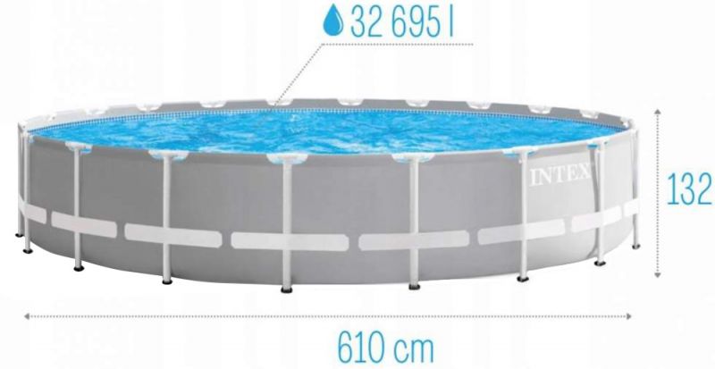 Каркасный бассейн Intex 26756 Premium (610х132 см) с картиджным фильтром, лестницей, подложкой и тентом