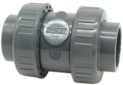 Зворотний клапан ПВХ Effast CERCBE063G кульовий, з внутрішнім різьбленням 2" та ущільненням EPDM, d63