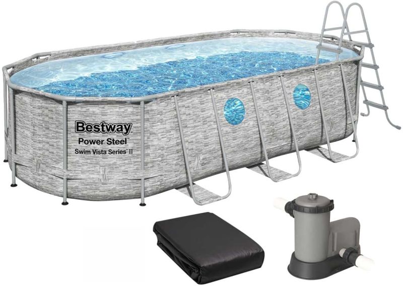 Каркасний басейн Bestway 56716 (549х274х122 см) з картриджним фільтром, драбиною та тентом