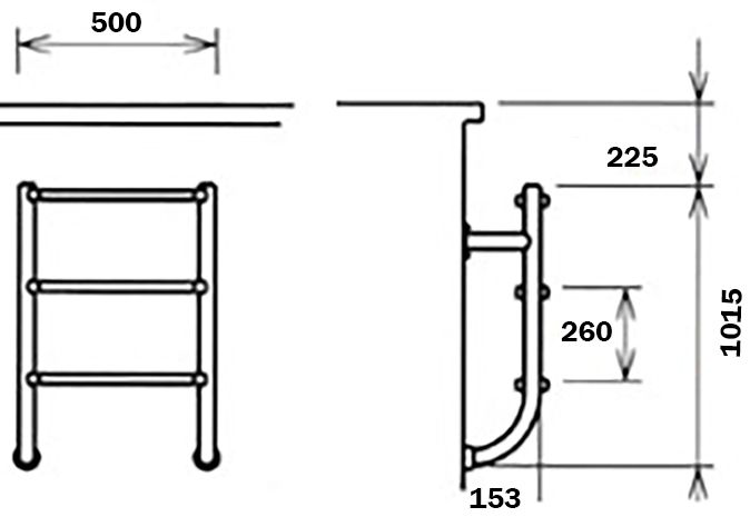 Сходи для басейну Flexinox Two-Pieces Electropolished (4 сходинки), AISI-316L (нижня частина)