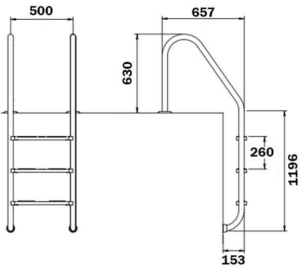 Сходи для басейну Flexinox Standard (4 сходинки), AISI-316L