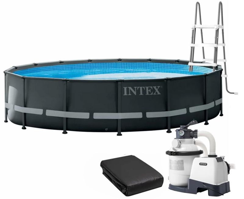Каркасний басейн Intex 26326 ULTRA XTR (488х122 см) з пісочним фільтром, драбиною та тентом