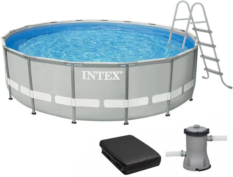 Каркасний басейн Intex 26756 Premium (610х132 см) з картриджним фільтром, драбиною, підкладкою і тентом